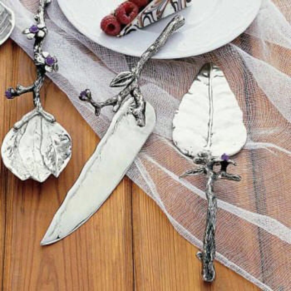 BOMBAY 3 Sets, Amethyst Floral Serving Set, Cake knife, Salad, Wine opener